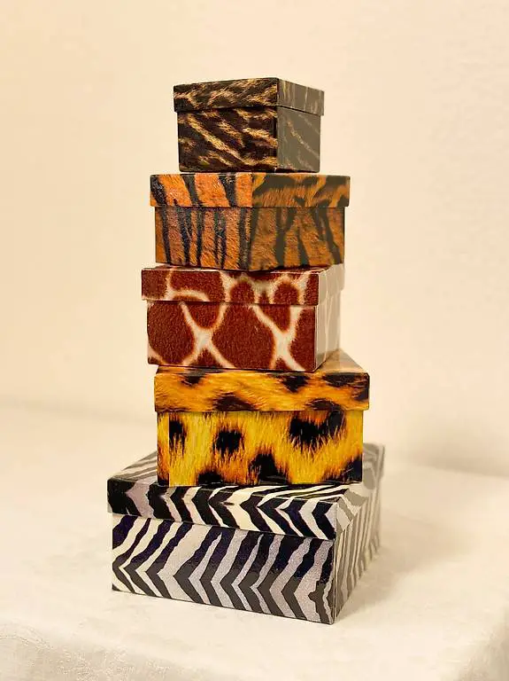 5 Tier Geschenkboxen Set Animalprint Zebra