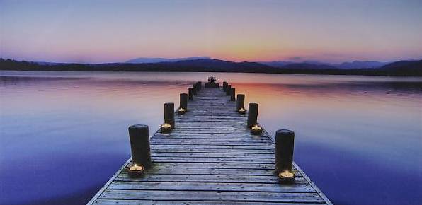  LED-Bild Leinwandbild Steg flackernd