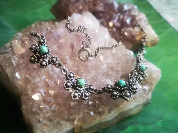 Collier, Türkise, Silber, 925, Antik