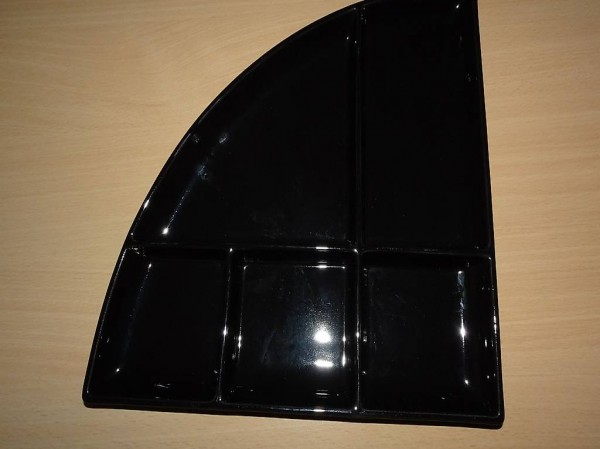 8 Gourmetteller aus Porzellan schwarz Viertelkreis