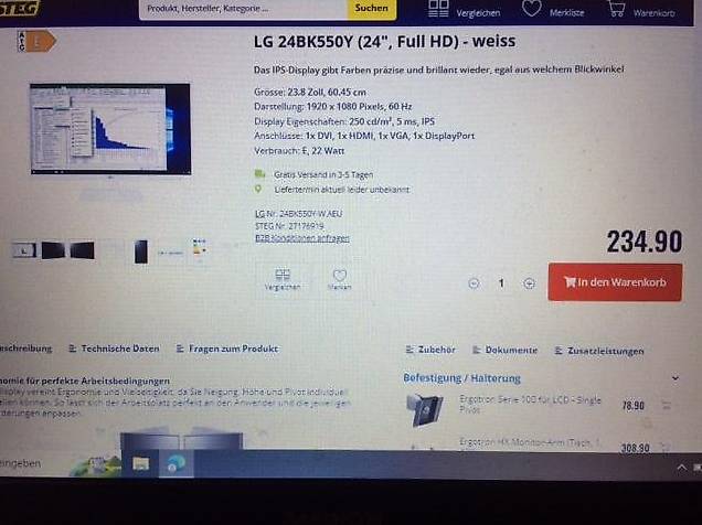 Monitor LG 24BK550Y in Weiss