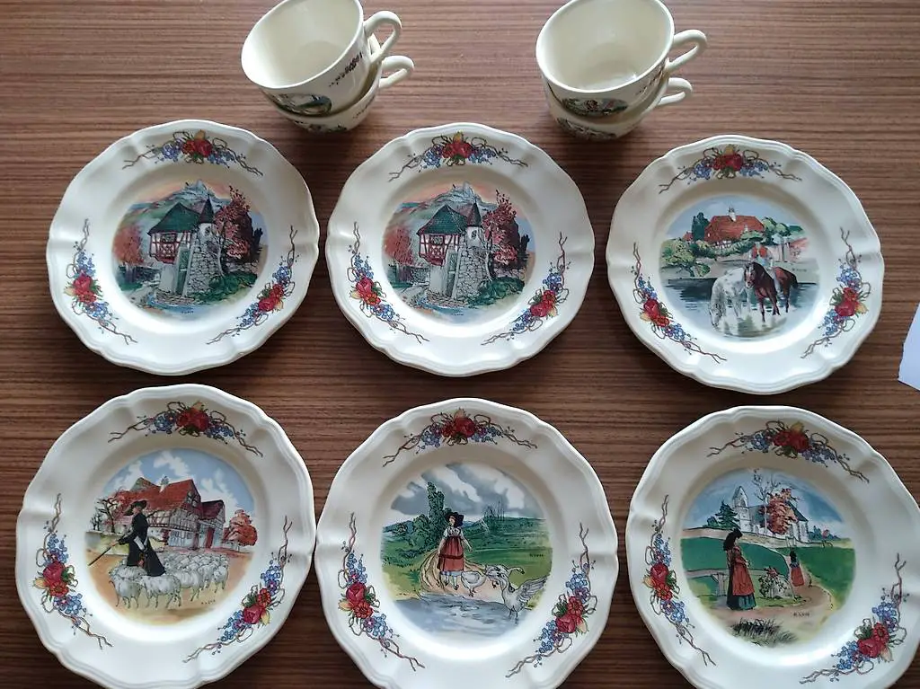 40-teiliges Dessert-/Kaffee-Service, Obernai, Elsass, Porz.