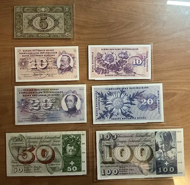 SET - Schweizer Sechste Banknotenserie (1976)