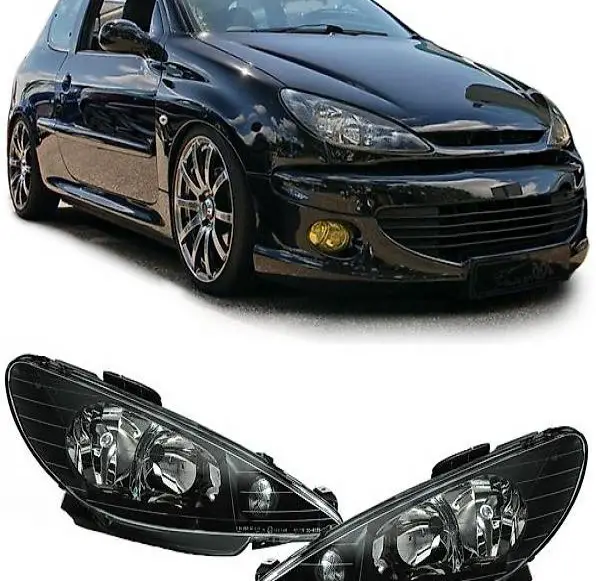  KLARGLAS SCHEINWERFER H7 H7 SCHWARZ FÜR Peugeot 206 ab 98