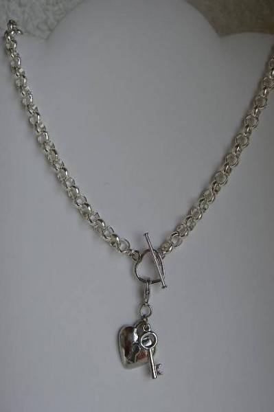 Collier à breloques maille rollo argentée