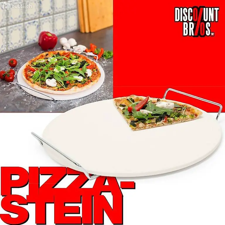  PIZZASTEIN Cordierit mit Metallhalter 33cm