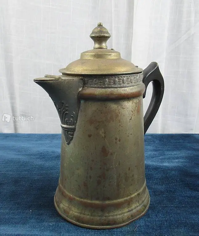  Alte Blechkanne, Kaffeekanne Jugendstil