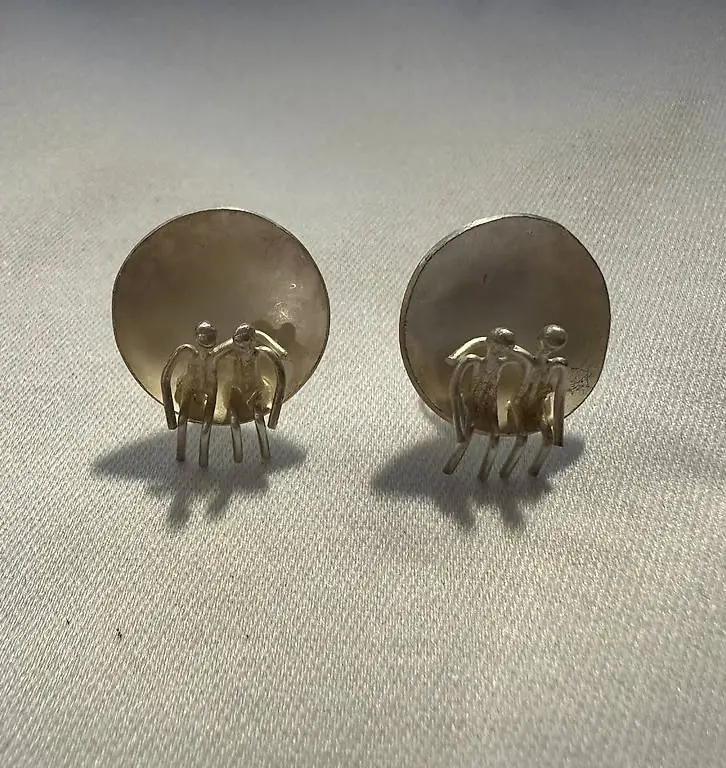 Vintage Ohrclips aus Silber - Zweisamkeit auf der Bank