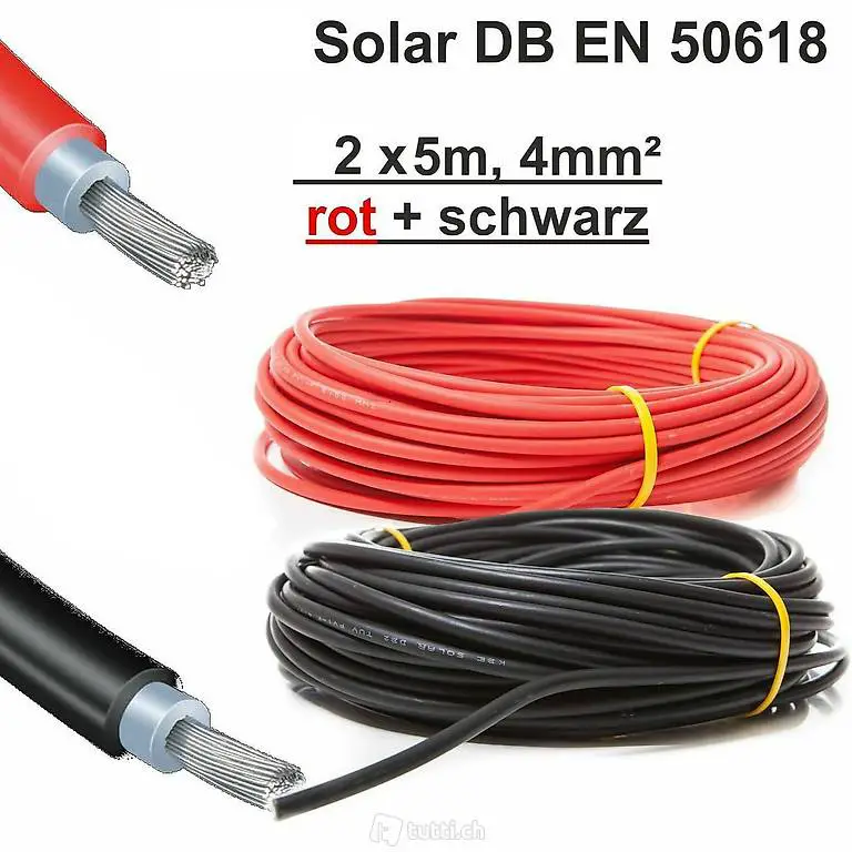  Solarkabel, 2 x 5m, 4mm² ROT+SCHWARZ