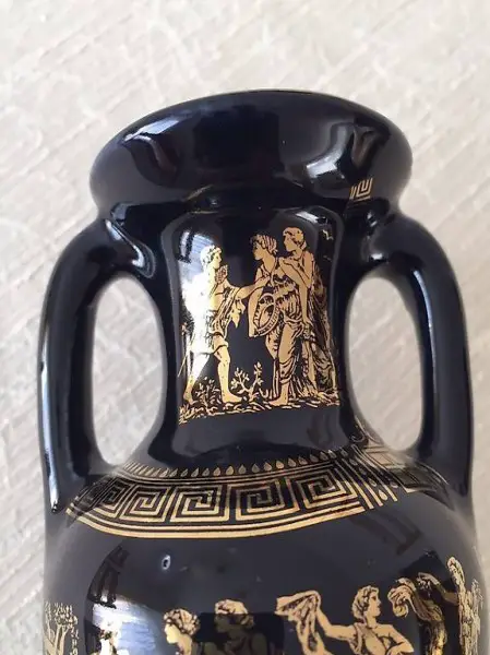 ALTE GRIECHISCHE KOBALTVASE, 24 K GOLD-HANDARBEIT