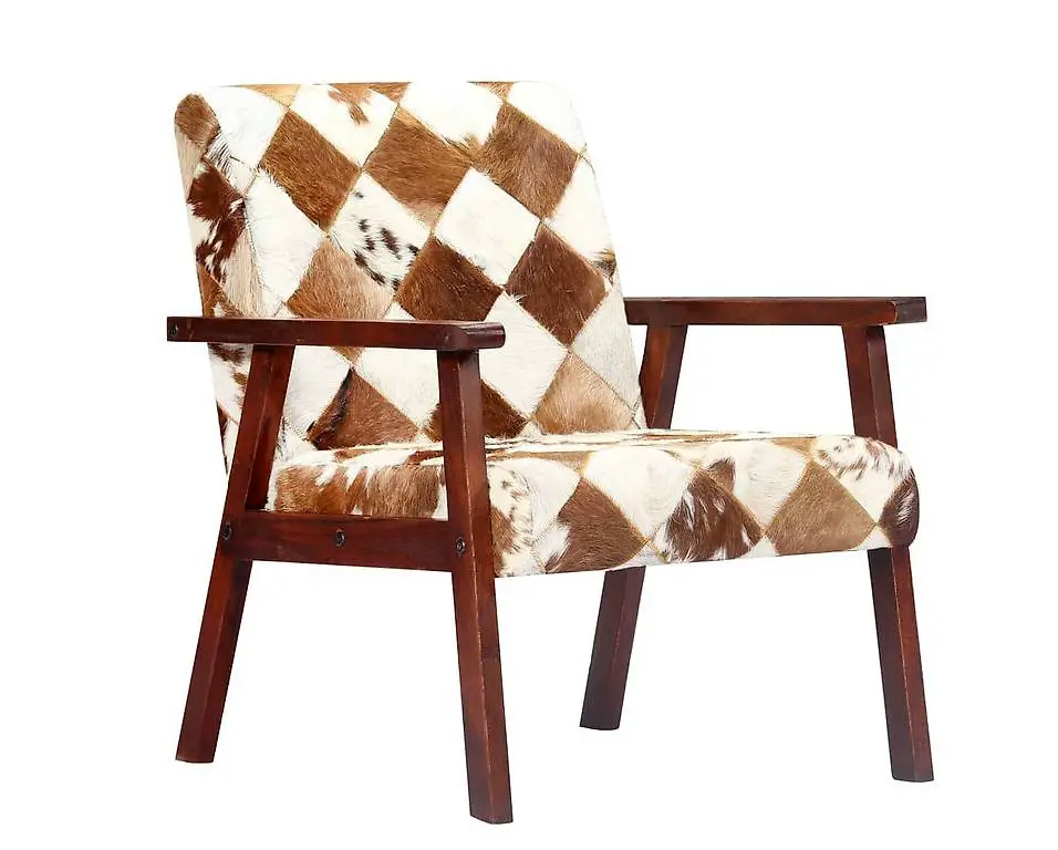 Sessel Weiss und Braun Echtes Ziegenleder