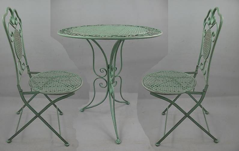Garten Tischgruppe Set, Metall, grün 2 Stühle 1 Tisch
