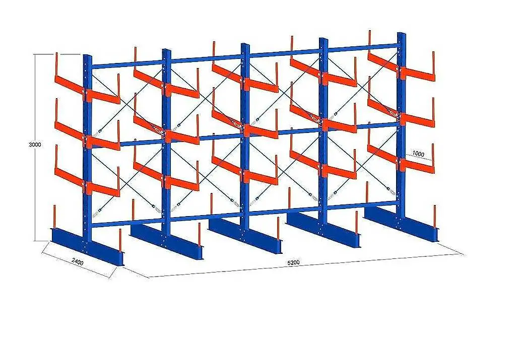 Doppel-Kragarmregal mit Arm 100 cm, Bügelregale - Neu