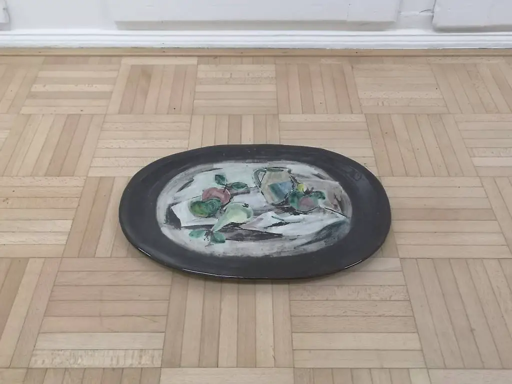 Meister Keramik Stillleben Platte Kuchenplatte vintage 50er