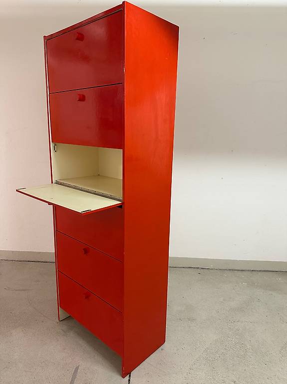 Vintage Design Schrank aus Holz 6 Regalen mit 6 Klapptüren