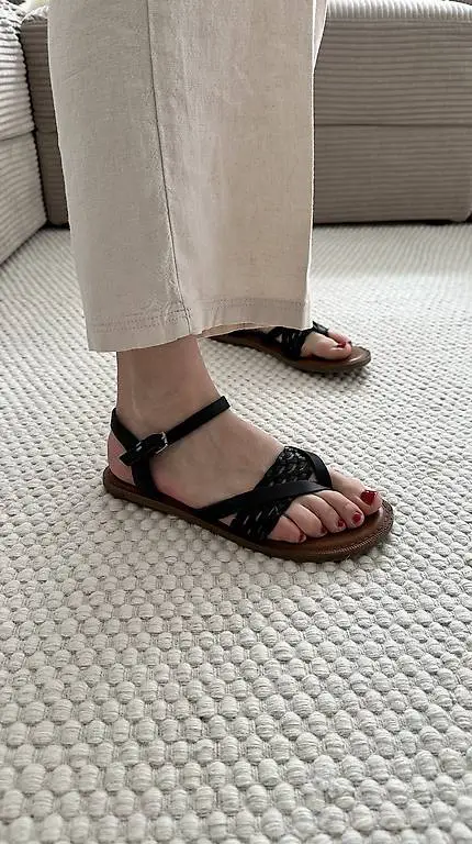 Sandaletten Toms Leder Schwarz Grösse 38