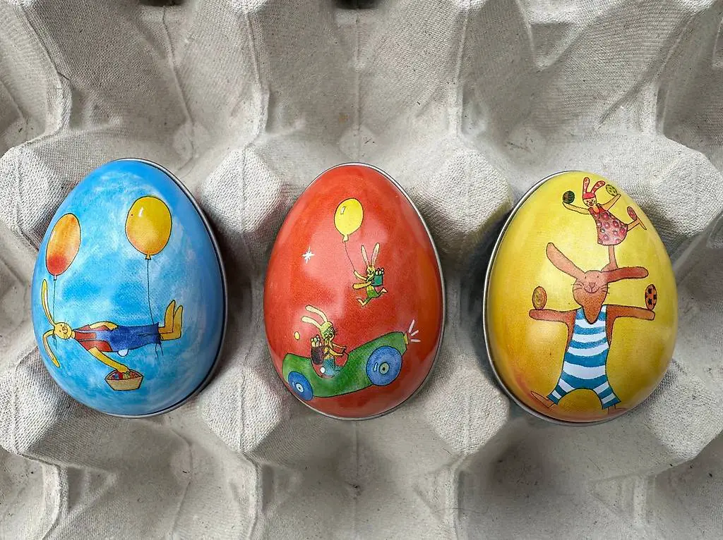 3 Blecheier, Osterei Blech, Osterbaum, Osterdeko