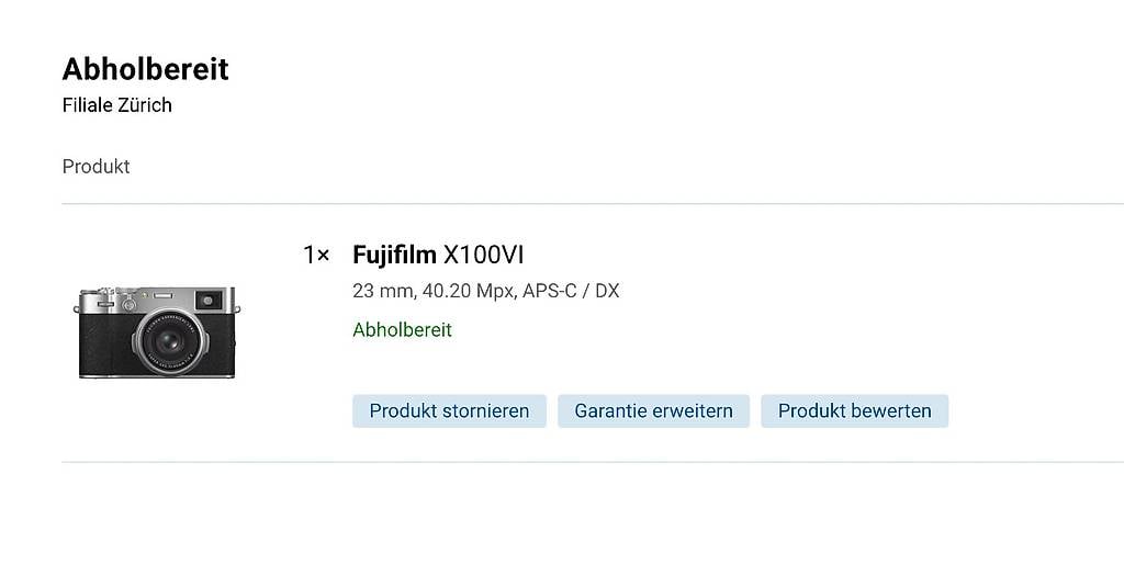 Fujifilm X100VI sofort Abholbereit