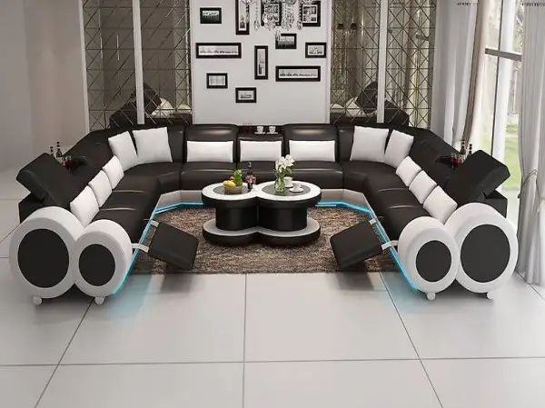  LEDERSOFA U-FORM COUCH WOHNLANDSCHAFT MODERN SOFA G8035B