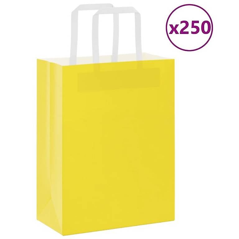 Kraftpapiertüten 250 Stk. mit Henkel Gelb 21x11x28 cm