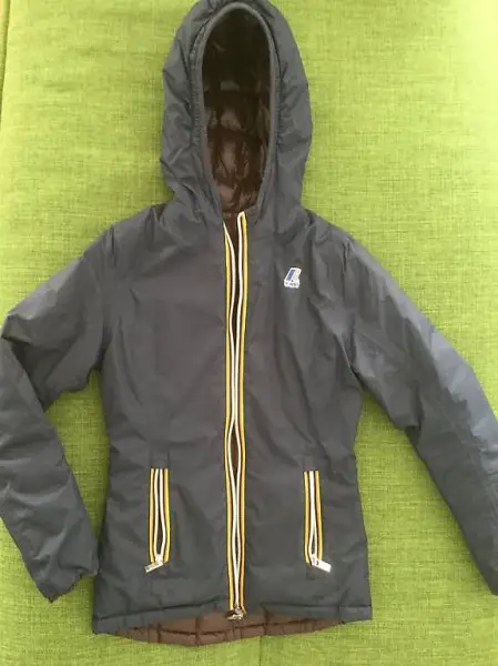 K-Way reversibile blu/marrone trapuntata tg. 12Y (128/134)