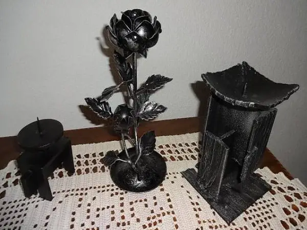 Massive Kerzenständer Schmiedeeisen Kunst