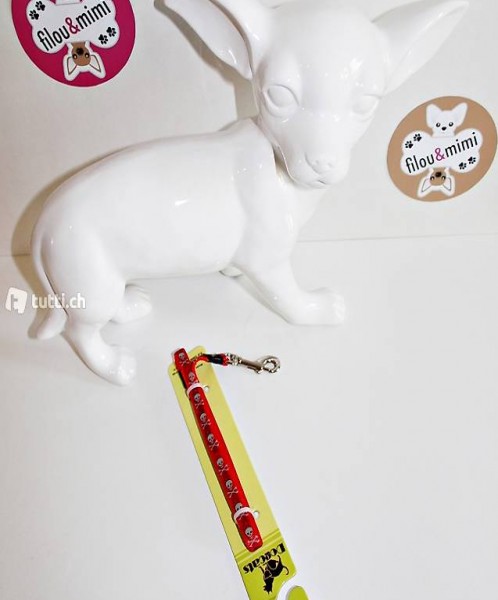  M+F Leine SKULL rot für chihuahua Gr.XS
