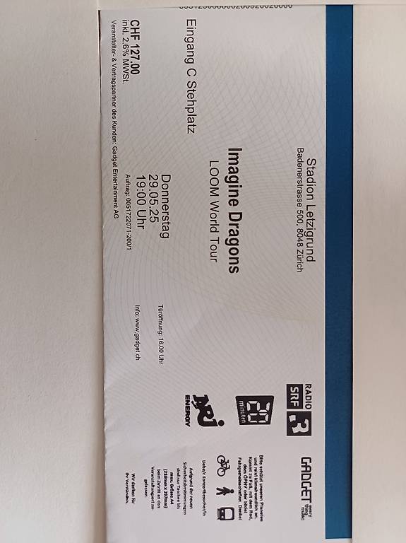 Stehplatzticket Imagine Dragons