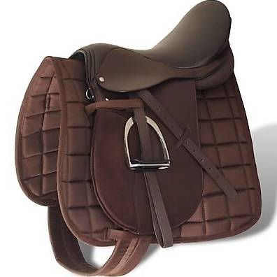 Sattelset 17,5" echtes Leder braun 18 cm 5-in-1 4367256