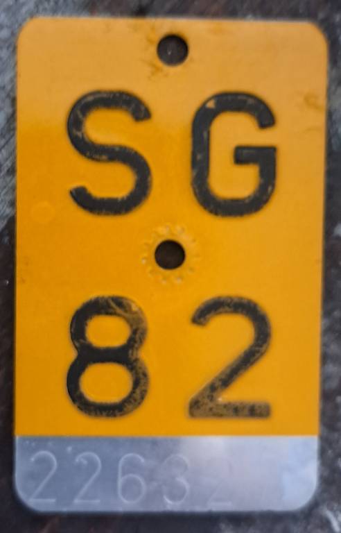 SG 1982 Kanton ST. GALLEN Mofanummer 42. Geburtstag Töffli