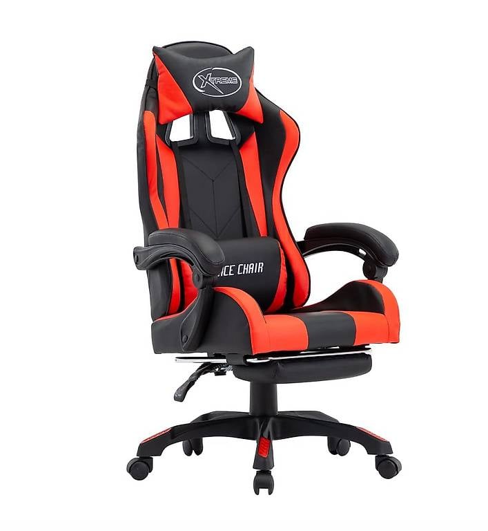 Gaming-Stuhl mit Fussstütze Rot und Schwarz Kunstleder