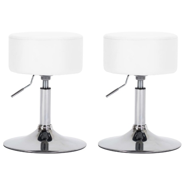  Barhocker 2 Stk. Weiss Kunstleder