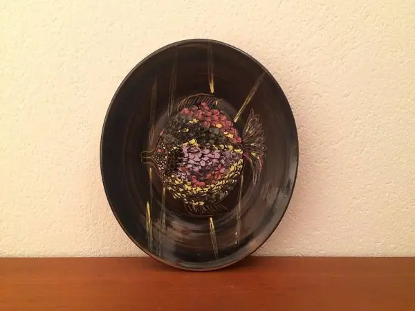 Handarbeit Fisch Keramik Teller Wandteller vintage 1960er