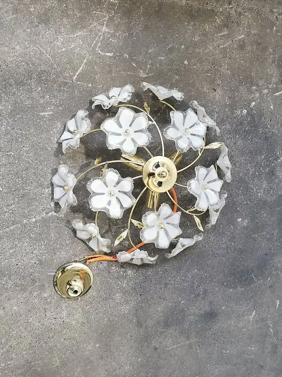 Deckenlampe Hängelampe aus Messing und Acryl, 1970er Regency