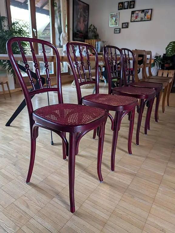 6 Esszimmerstühle Holz Bistrostuhl Wiener Geflecht