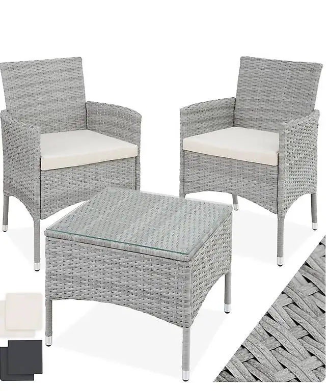 Rattanset Luzern hellgrau