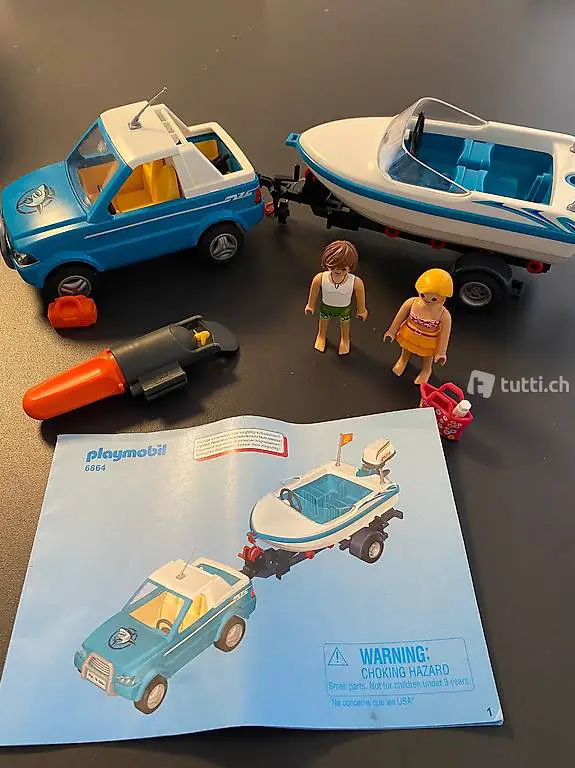 Bateau playmobil avec moteur et voiture