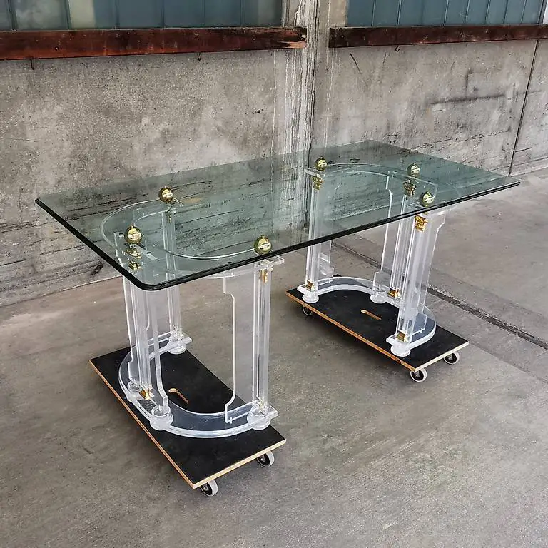 Esstisch + Hollywood Regency + Glas + 80er Jahre