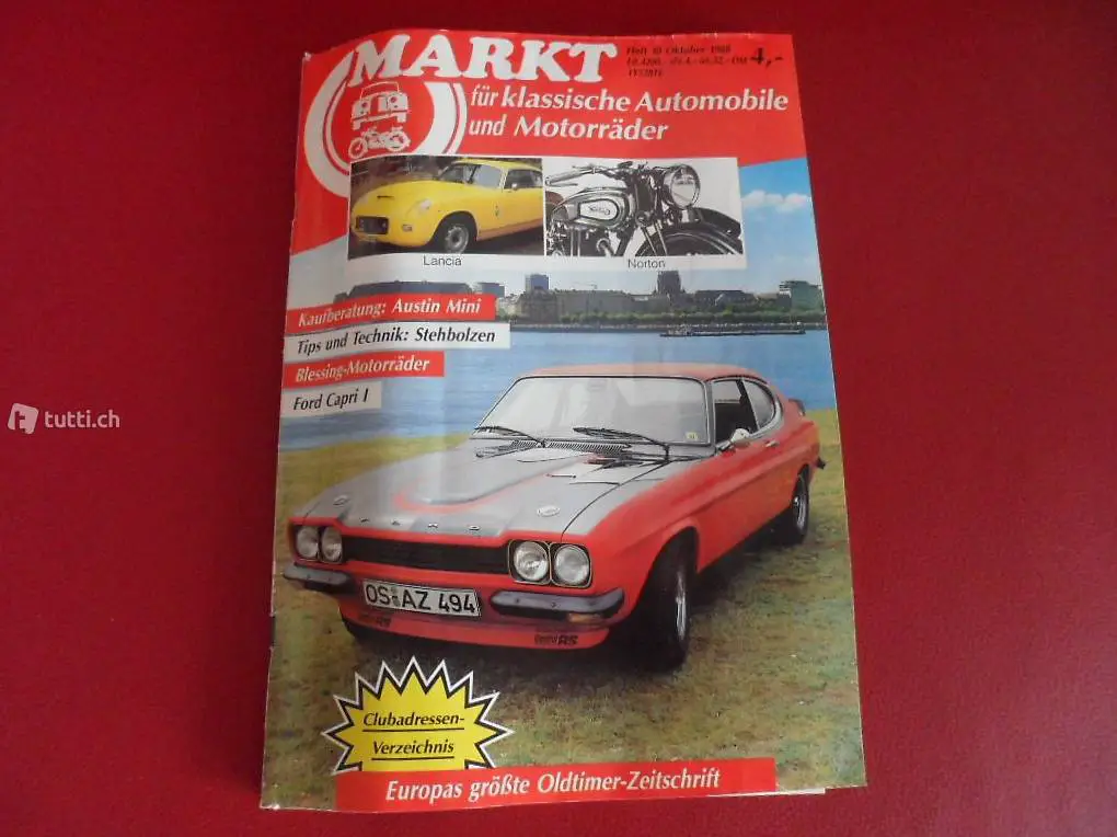 Ford Capri I Titelgeschichte Markt Heft vom Oktober 1988