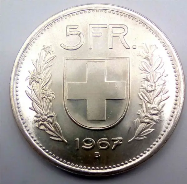 5 fr silber 1967 stempelglanz