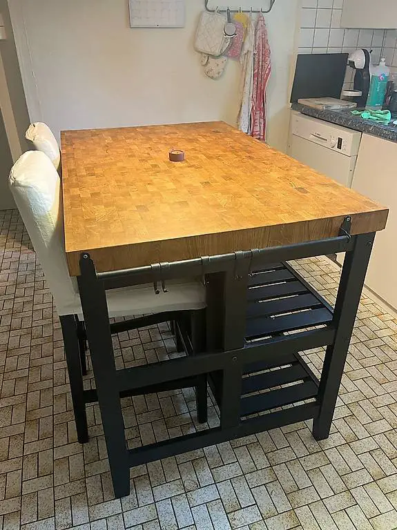 VADHOLMA Kücheninsel Küchenmöbel Bar mit 2 Hockern