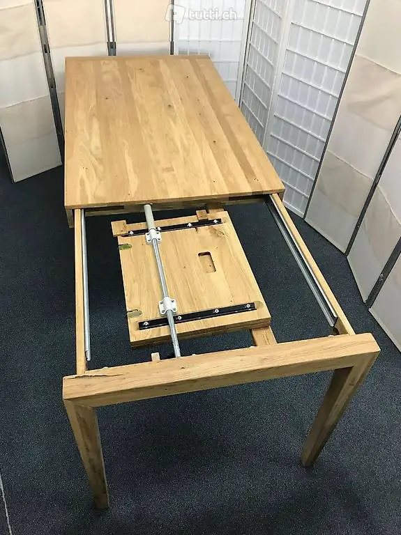  Auszugtisch Massivholz Wildeiche 140 x 80 cm mit 50er Auszug