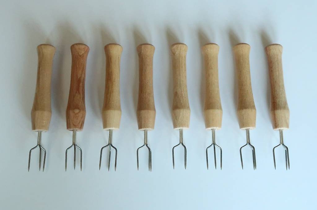 Raclettekartoffelhalter Buche Metall NEU im 8er Set