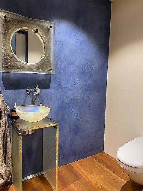 Glaskunst-Waschplatz mit Spiegel - Unikat RvR