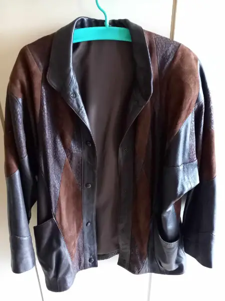 Damenjacke, Leder/Wildleder Gr 42 Brauntöne