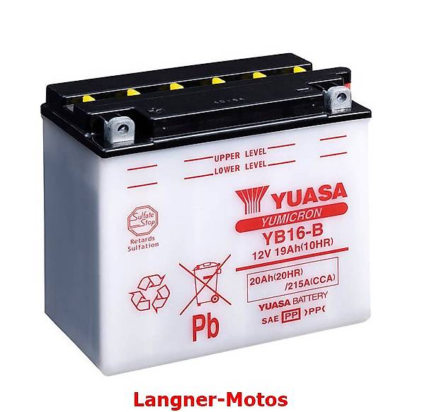 YUASA Motorrad Batterie 12V 19AH YB16-B incl. Säurepack HD
