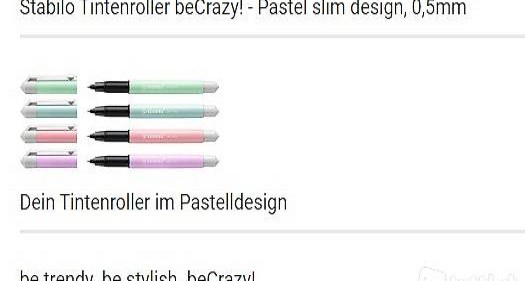 Stabilo Tintenroller beCrazy- Pastel slim design, 0,5mm