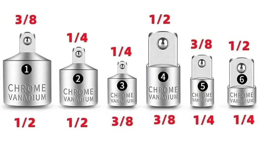Steckschlüssel Adapter 6 Stück, 1/4, 3/8, 1/2