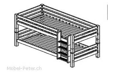Etagenbett Kiefer massiv mit Leiter und Rollrost