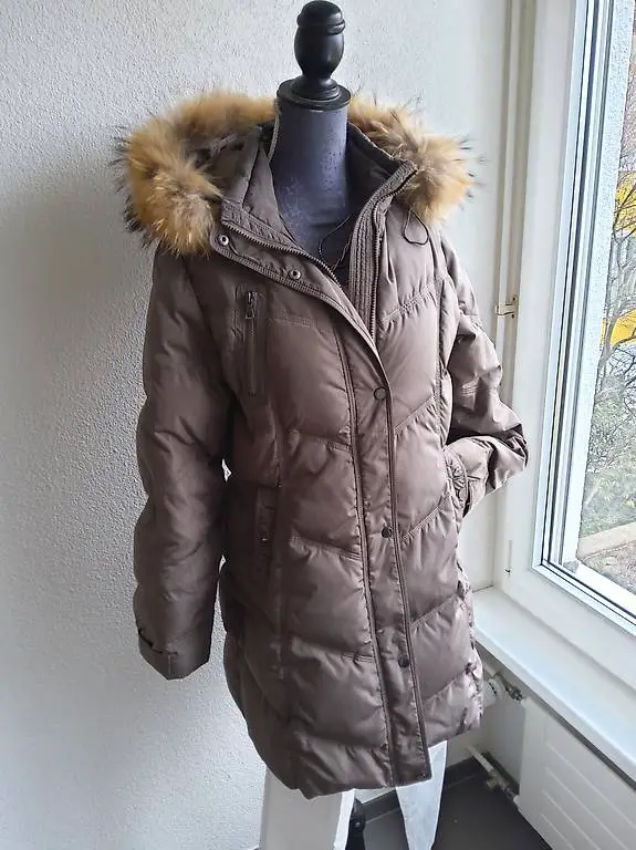 Daunenmantel L 40 Jacke Mantel 90-Daunen SAKI braun fango